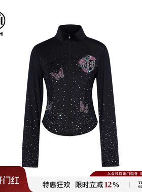 TCH新中式重工烫钻时尚黑色夏款立领防晒衫T72B27E9019