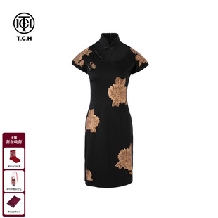 重工烫钻时尚 新中式 复古设计师旗袍连衣裙T72B30E6012 服饰 TCH