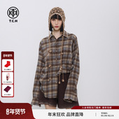 TCH复古港风奢华烫钻格子衬衫 女高级感流苏新款 上衣T72C13E5002A
