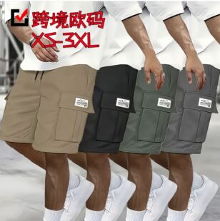 休闲运动短裤 跨境专供XS到3XL欧码 尺寸工装 短裤 多袋 宽松五分裤