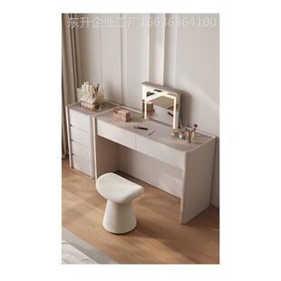 梳妆台斗柜一体实木卧室简约现代智能语音升降隐藏镜极简床尾化妆