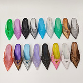 低帮低跟拖鞋 复古风尖头细跟时装 果冻鞋 女巫鞋 凉鞋 女夏季