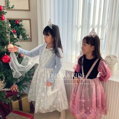 部分秋冬款安娜艾莎公主风连衣裙