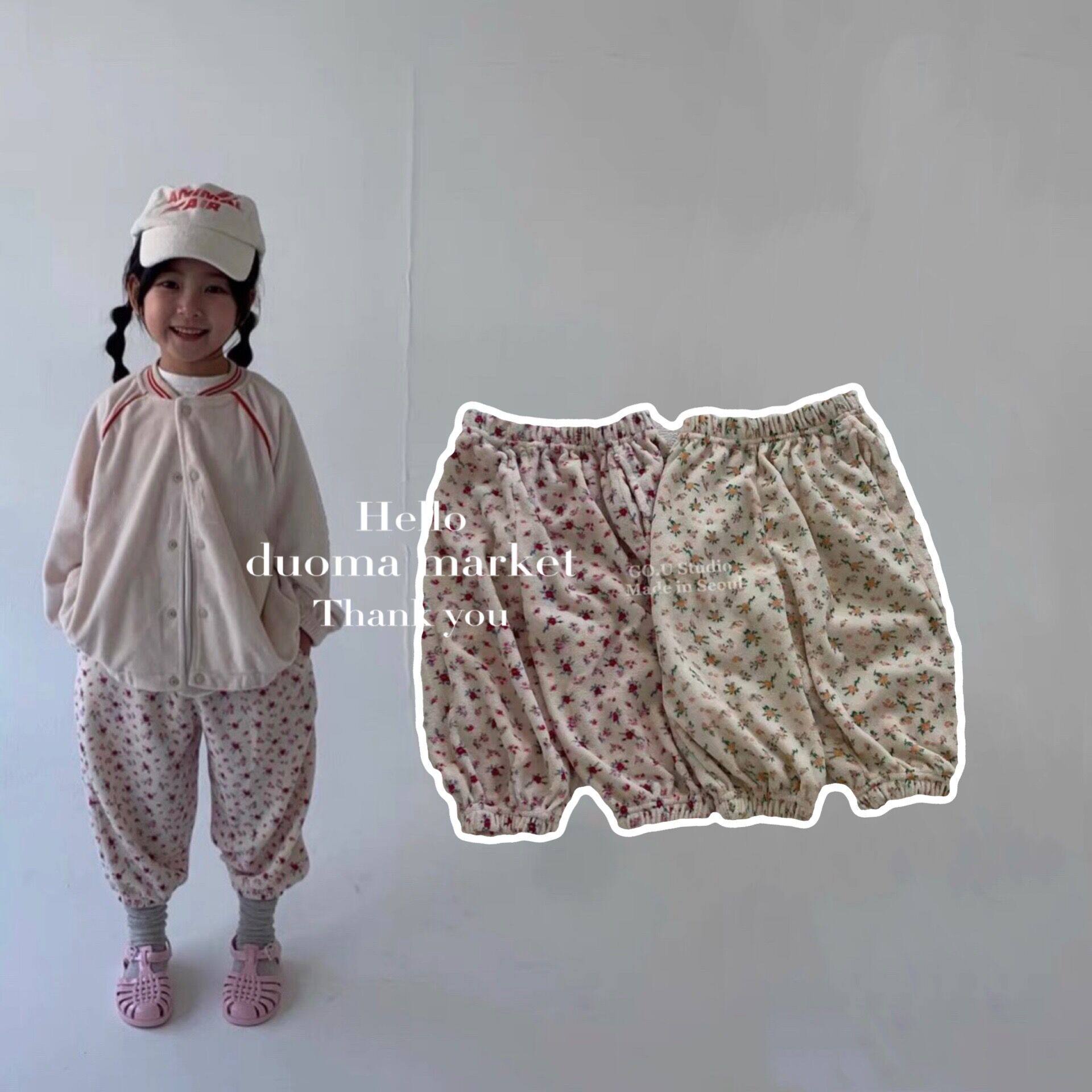88 现货 韩国代.购 儿童女童春款韩系碎花束脚裤休闲裤 亲子款