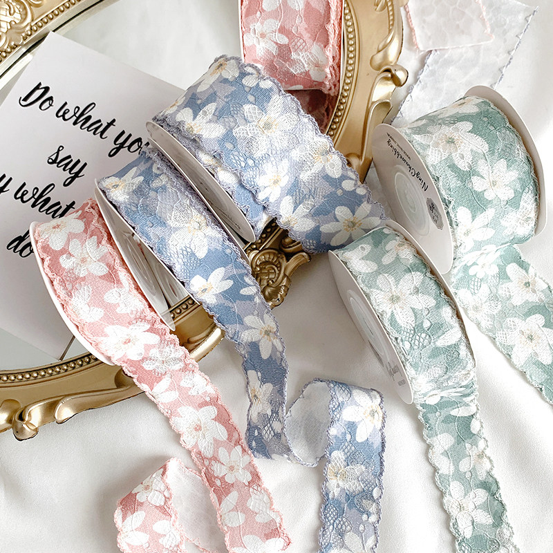 蕾丝印花钩边丝带蝴蝶结布艺diy手工材料包礼品花束包装缎带织带