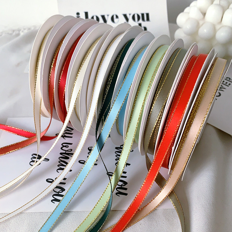 6mm金边丝带彩带花束包装包边条缎带蛋糕带子织带布条diy材料花艺,居家布艺,丝带/绸带/布带,淘宝优惠券,粉丝福利购,淘宝优惠卷