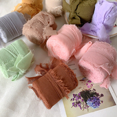 4cm手撕ins风毛边布带丝带蝴蝶结请柬婚礼装 饰包装 礼品织带布艺