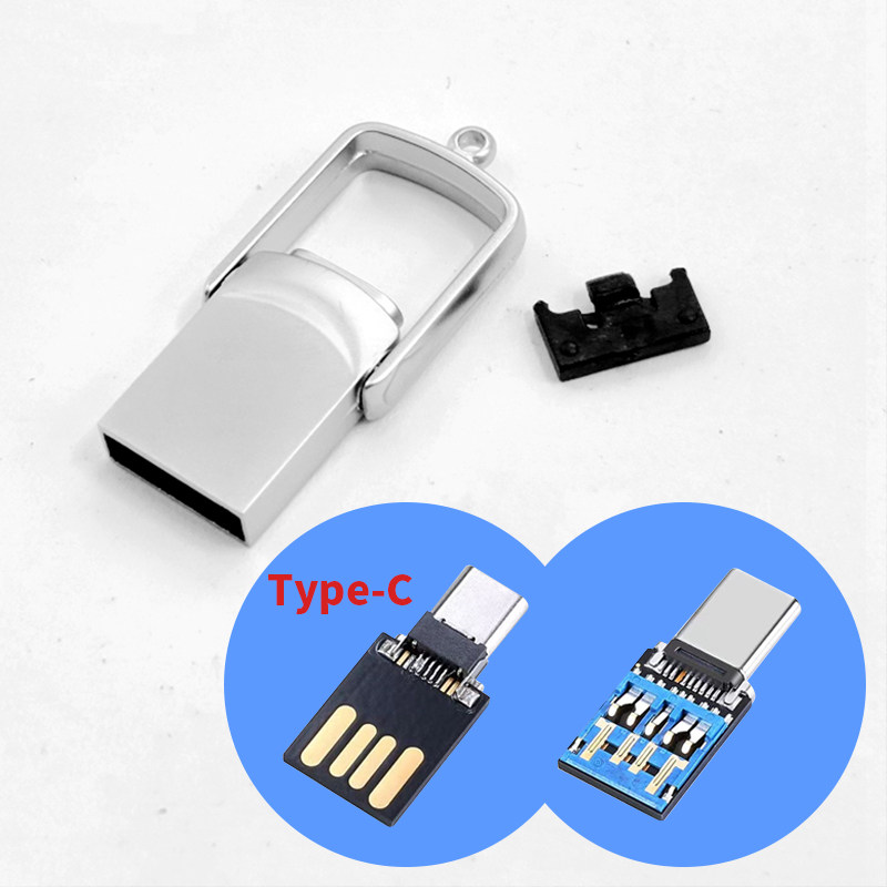 手机OTG黑胶体TYPE-C接口迷你超小快传全金属旋转外壳防水U盘配件