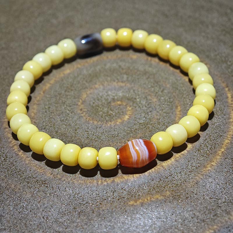 蜜蜡三文鱼缠丝玛瑙手串手链