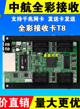 中航全彩接收卡ZH-T8T12T16显示屏同步千兆网卡发送滚动室外大屏