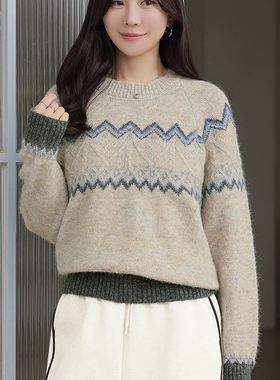 六1125韩国正品83079 针织衫区高端甜美百搭春冬别致韩版简洁可爱