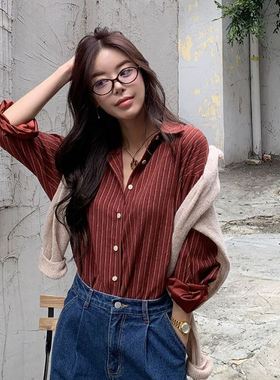 六1125韩国正品the-mood-26542 衬衫区冬季复古正品修身休闲欧美