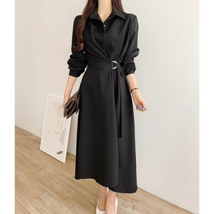 尺寸已更新 韩国chic 法式轻奢气质时尚设计感衬衫裙连衣裙