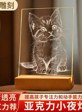 DIY雕刻画灯手工材料包创意立体LED霓虹灯学生小夜灯亚克力发光板