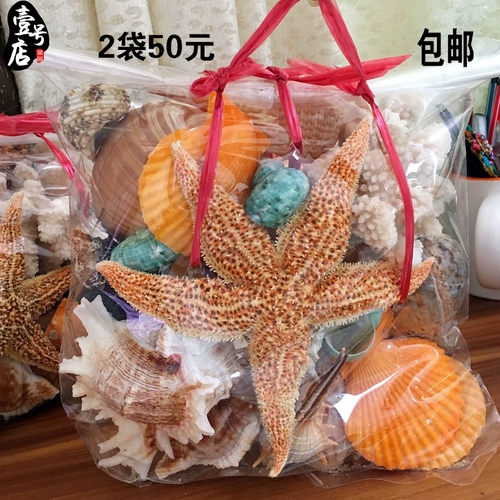 Бесплатная доставка Hainan High -End Natural Conch, Sea Star Shell Set 600G Около 25 подарков по туризму.