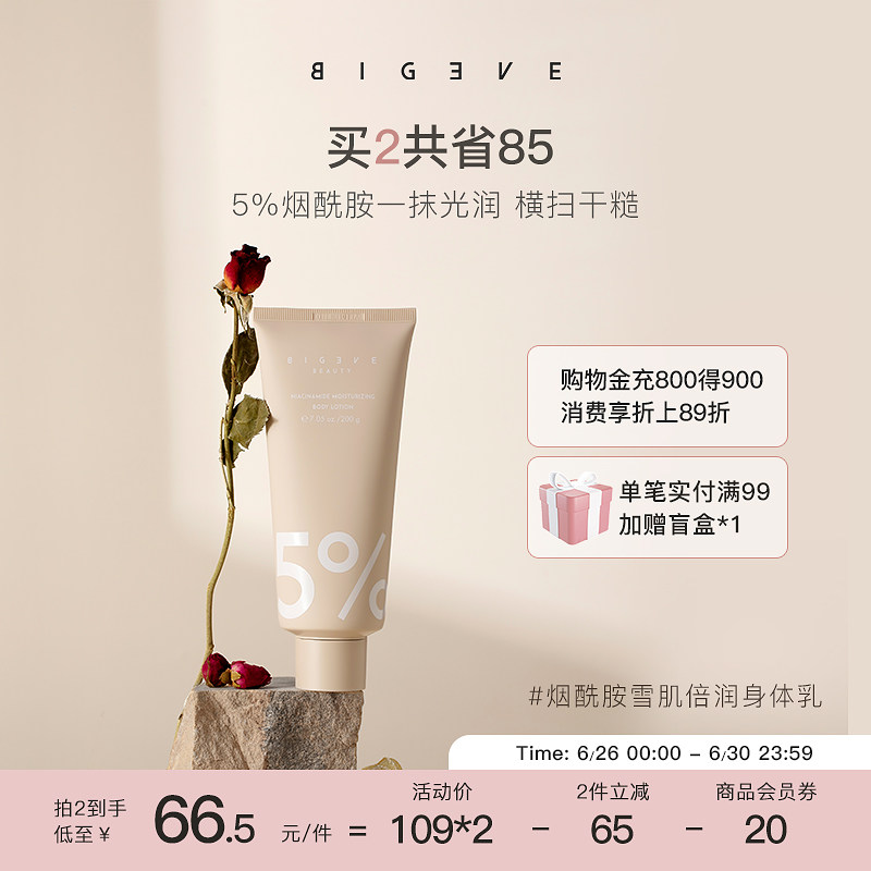 【立即抢购】BIGEVE张大奕烟酰胺果酸身体乳好闻滋润保湿蓝风铃