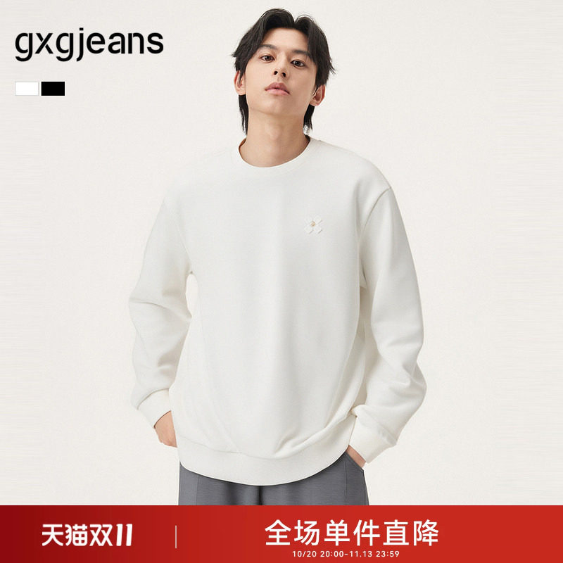 gxg.jeans男装   多色胸口趣味图案休闲基础圆领卫衣男 春秋热销
