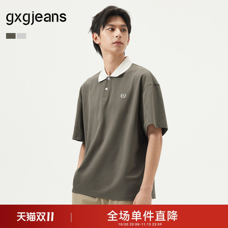 gxg.jeans男装 多色撞色拼接时尚休闲短袖Polo衫T恤 夏季热销