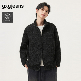 外套25秋新品 gxg.jeans男装 含羊毛质感面料立领拉链开襟毛衣线衫