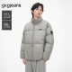 秋冬热销 羽绒服外套 gxg.jeans男装 灰色立体格纹宽松立领短款