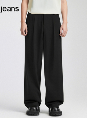 gxg.jeans男装 黑色基础宽松时尚休闲长裤西裤男裤 25年夏新品