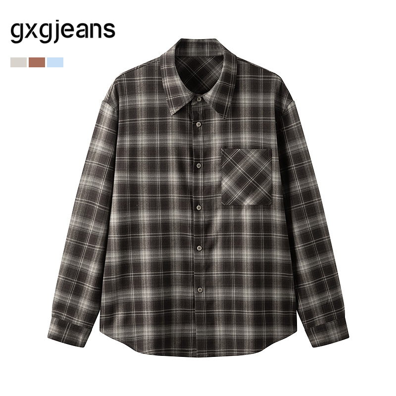 gxg.jeans男装25春新品多色格子长袖衬衫慵懒衬衫外套男士衬衫
