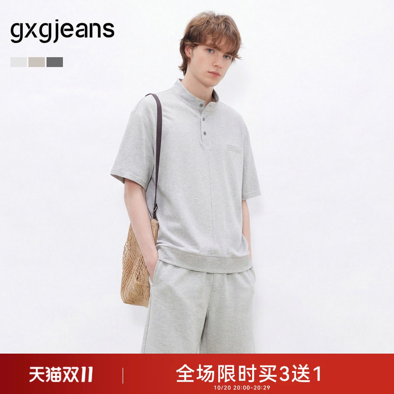 gxgjeans男装 多色休闲基础短袖polo衫/纯色宽松短裤 26夏新品