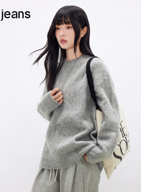 gxgjeans男装 灰色简约休闲基础圆领毛衣线衫男士 26春新品