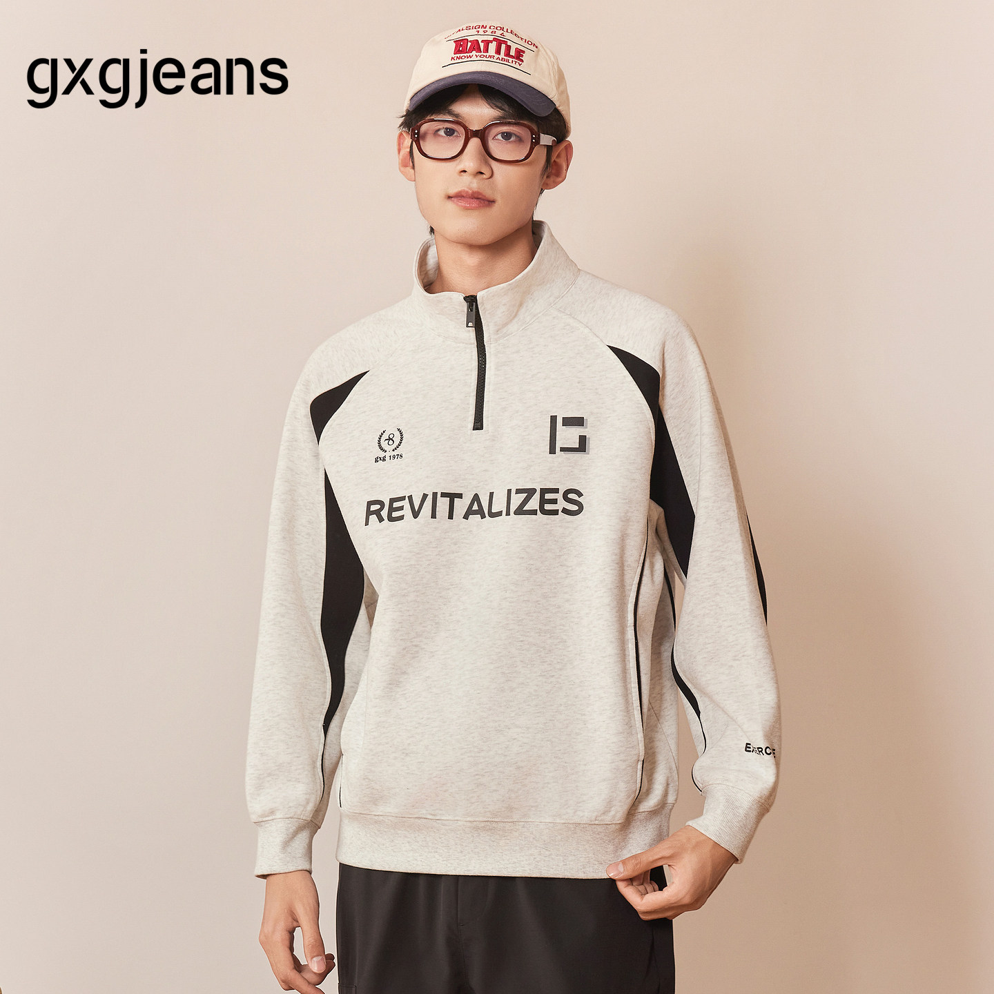 拉链半开襟  立领卫衣