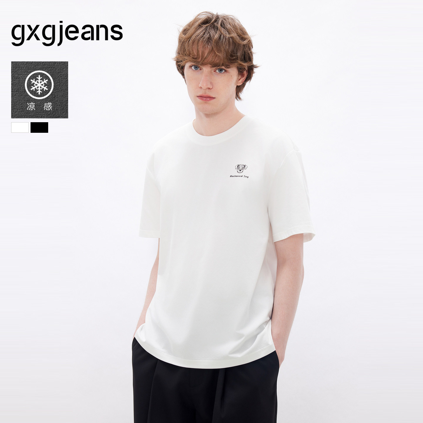 gxgjeans男装  凉感印花时尚宽松休闲圆领短袖t恤男上衣 26夏新品图片