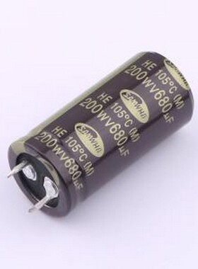 HE2D687M22045HA18P 牛角型电解电容 电解电容 插件,D22xL45mm