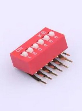 DSDA06LHGETR 2.54mm 宽体红色6位弯脚90°拨码开关 插件,P=2.54m