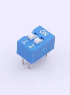 DS-02-B-T 蓝色平拨 2位 KE拨码开关 插件,P=2.54mm 拨码开关