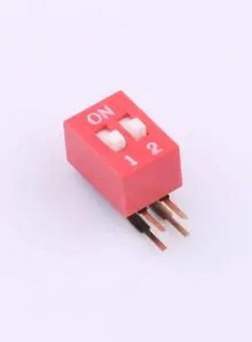 DA-02-R 拨码开关2.54mm间距,弯脚90度侧插 红色 2PIN/位 高推 插
