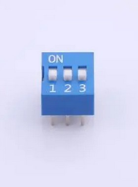 DS-03-B-T 蓝色平拨 3位 KE拨码开关 插件,P=2.54mm 拨码开关