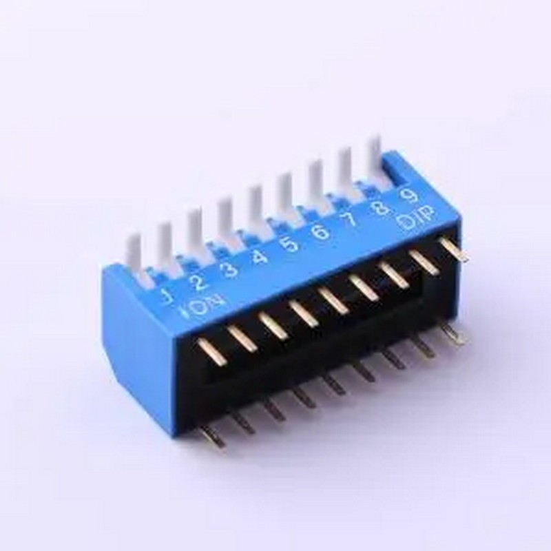 DP-09BP 间距2.54mm 琴键 9位拨码开关 插件,P=2.54mm 拨码开关