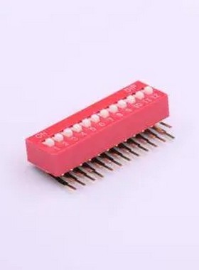 TM-12 拨码开关红色12P-90度插脚4PIN间距2.54mm立式侧插侧拨12位