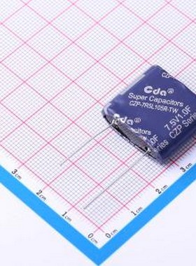 CZP-7R5L105R-TW 7.5V1.0F 超级电容器 1F10%~+30% 7.5V 插件,P