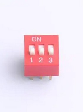 DR-03HT 2.54mm间距 3位 琴键式 直插平拨凸柄 红色 拨码开关 插