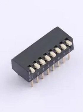DSPV-08-LD-GET 2.54mm间距 8位 侧拨 DSPV黑色插件 拨码开关 插