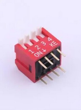 DSDP04LHGETR 2.54mm 宽体红色4位琴键式拨码开关 插件,P=2.54mm
