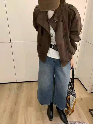 商场同款5085女时尚韩版气质显瘦休闲拼色翻领夹克外套