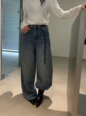 十三行GD90028冬季新款牛仔裤显瘦高腰阔腿裤加绒保暖长款直筒裤