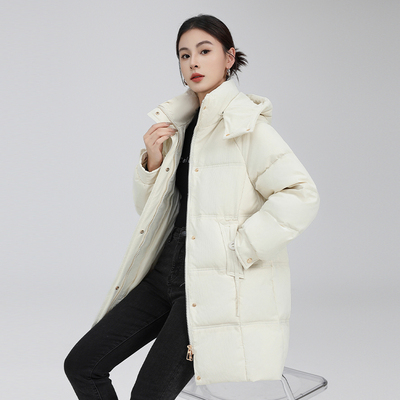 品牌羽绒服女小个子修身中长款2025新款加厚冬季保暖90白鸭绒外套