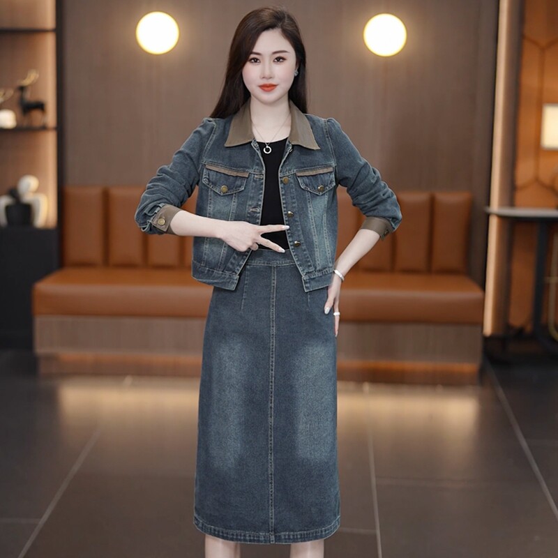 时尚牛仔套装女2025春季新款