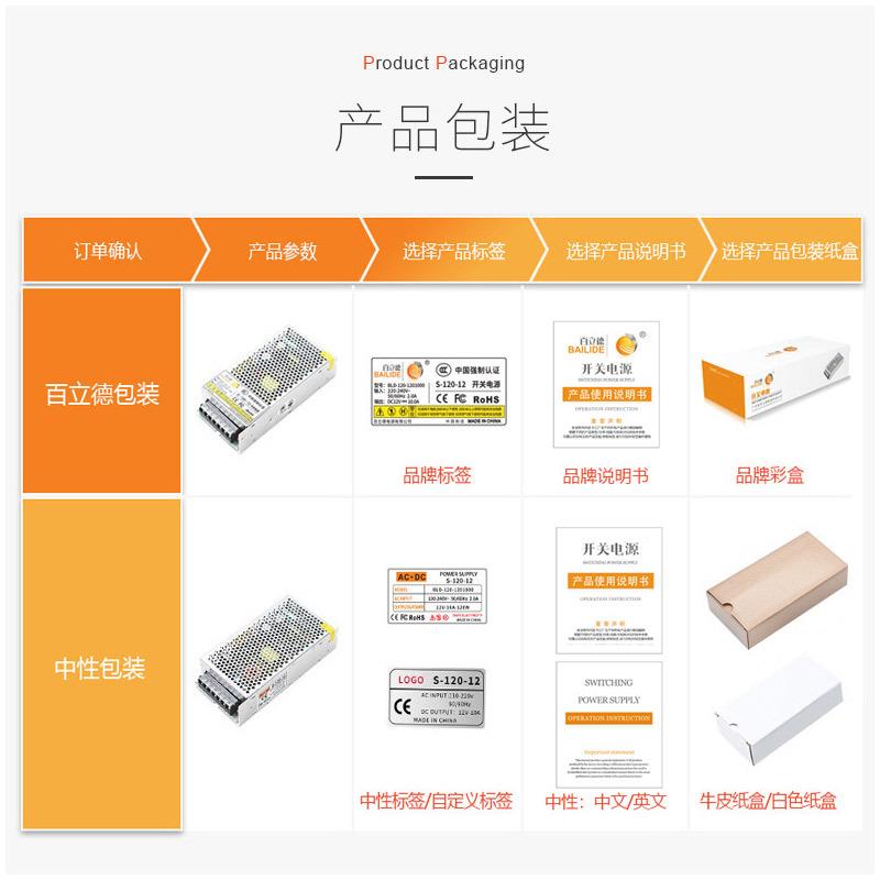 百立德 5V40ALED驱动开关电源 安防监控自动售货机灯带供电电源