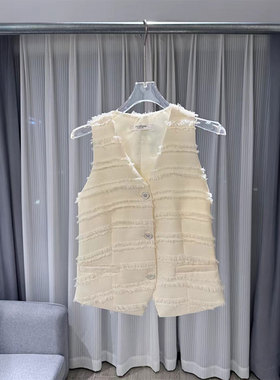 BBLY欧洲站小众CYCSTUDIO小香风别致v领流苏马甲修身短款开衫背心