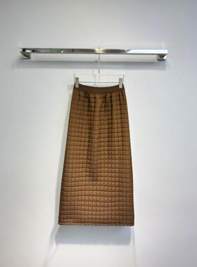 BBLY欧洲站小众英伦风夹棉直筒开叉半裙直筒百搭保暖后开叉直筒裙