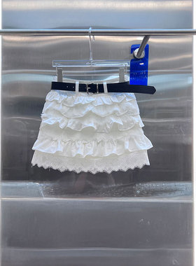 BBLY欧洲站小众BābyChìlling质感层叠腰带半身裙蕾丝拼接蛋糕裙