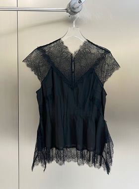 BBLY欧洲站小众FANLEONA法式蕾肌理显瘦百搭背心丝拼接假两件上衣